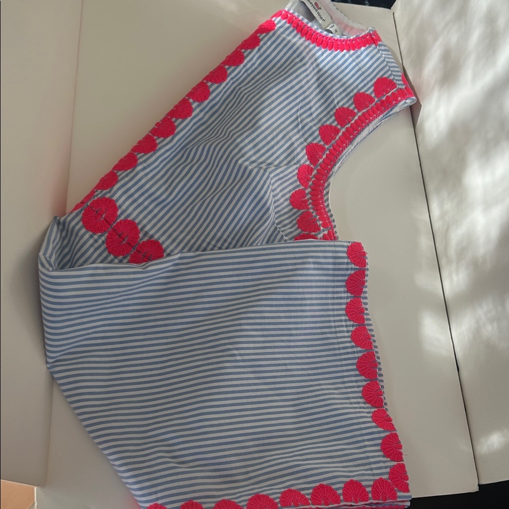 Vineyard Vines Striped Pop Embroidered Shift Dress Cornflower Stripe Sz 12 NWOT - Picture 6 of 8